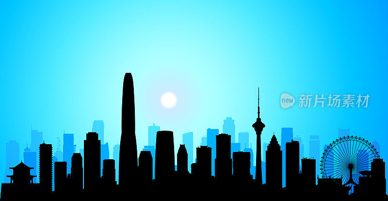 Tianjin Skyline Silhouette (All Buildings Are Complete and Moveable)